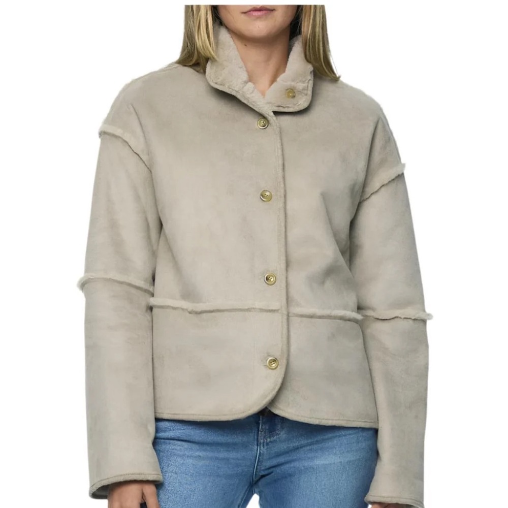 Flag and Anthem reversible faux fur jacket